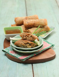 Close-up of food in plate on table