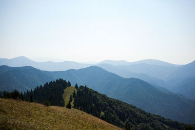 Scenic view of mountains against clear sky