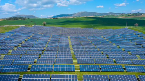Solar panels on field