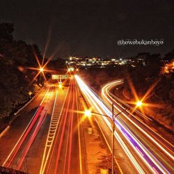 Light trails on road at night