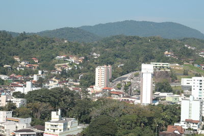 Scenic view of city against clear sky