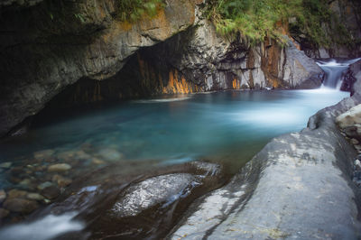 Scenic view of waterfall