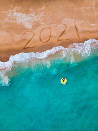 High angle view of people on beach