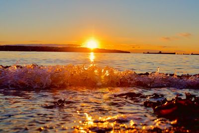 Scenic view of sea during sunset