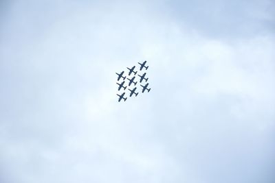 Low angle view of airplane flying in sky