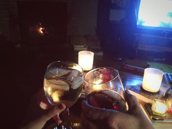 Close-up of tea light candles on table