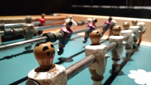 Close-up of foosball