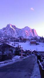 Scenic view of snow covered mountains