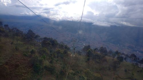 High angle view of mountains against sky