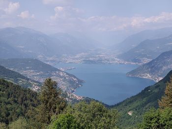 High angle view of lake against sky