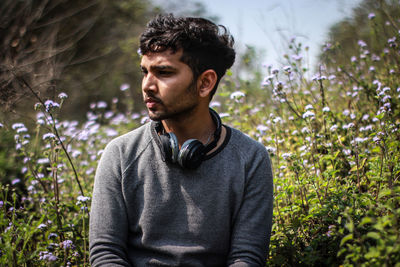 Young man looking away