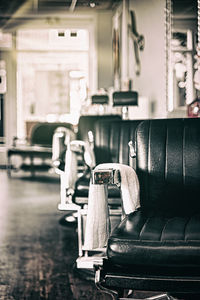 Empty seats barber shop