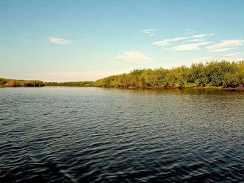 Scenic view of lake against sky