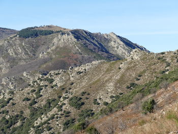 Scenic view of mountains against clear sky