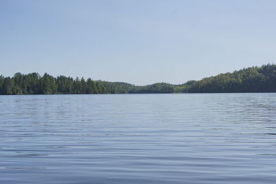 Scenic view of lake against clear sky