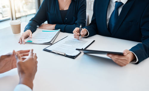 Business colleagues working on table