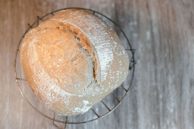 High angle view of bread in container on table