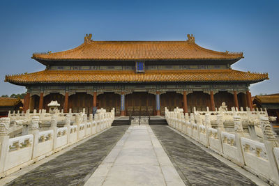 Exterior of temple against clear sky