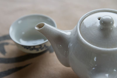 Close-up of tea cup on table