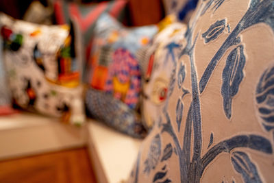 Traditional pillows with colorful embroidery