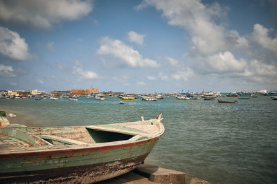 Fishing boats moored in alexandria harbor