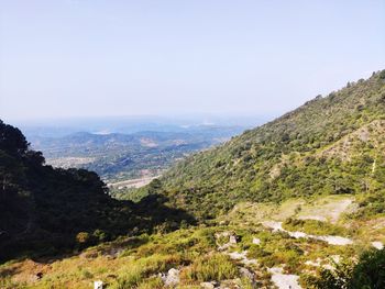 Scenic view of mountains against clear sky