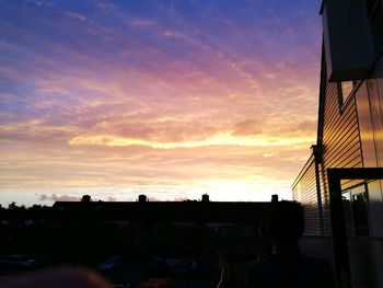 Silhouette of buildings at sunset