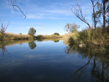 Scenic view of lake against sky