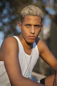 Portrait of a blue eyed african american man