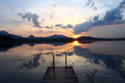 Dramatic sky over lake during sunset