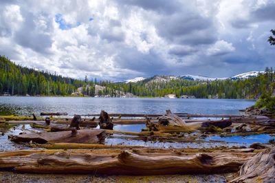 Scenic view of lake against sky