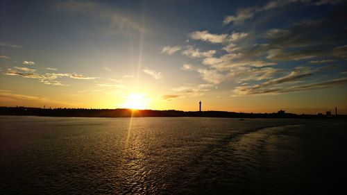 Scenic view of sea against sky during sunset