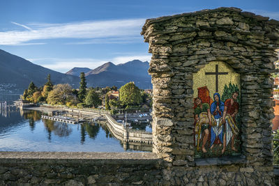 Foliage with red leaves near the lake maggiore in maccagno.