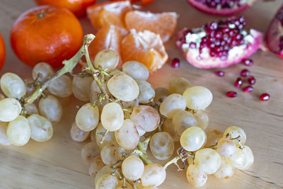 High angle view of fruits on table