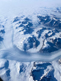 High angle view of snow covered landscape