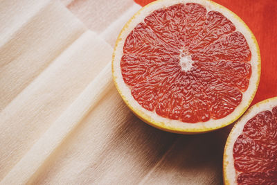 Close-up of fruit slices on table