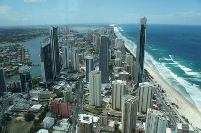 Aerial view of city at waterfront