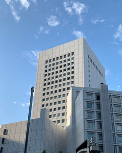 Low angle view of modern building against sky