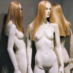 Naked mannequins in store