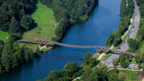 High angle view of bridge over river