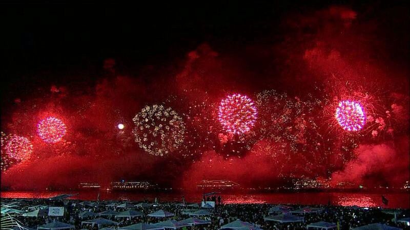 night, illuminated, long exposure, red, water, motion, glowing, firework display, celebration, multi colored, arts culture and entertainment, outdoors, sky, blurred motion, sparks, exploding, no people, lighting equipment, built structure, light - natural phenomenon