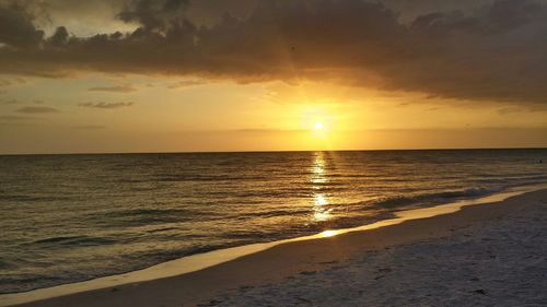 Scenic view of sea at sunset