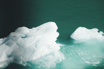 Close-up of snow on sea