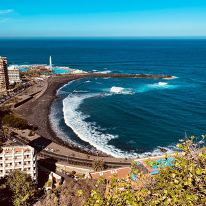 High angle view of sea against sky