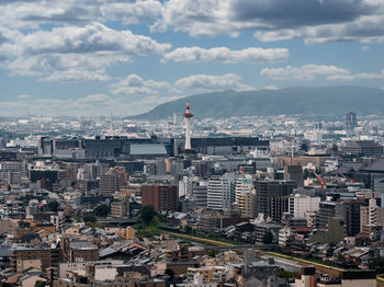 High angle view of cityscape against sky