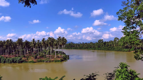 Scenic view of lake against sky