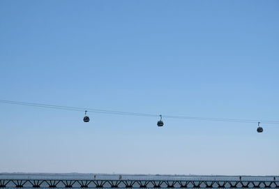 Ski lifts against clear blue sky