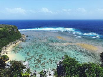 High angle view of sea against sky