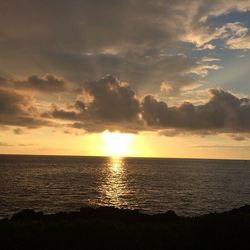 Scenic view of sea at sunset