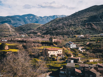 High angle view of townscape against sky